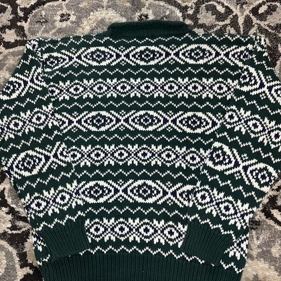 Vintage 90s Gap Knit pattern Crewneck Sweater Green White Size Large Mens - Picture 4 of 7